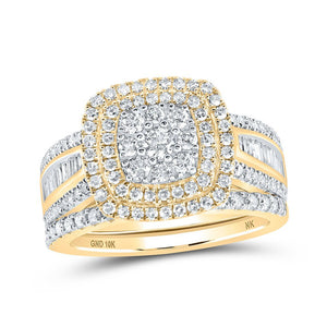 Wedding Collection | 10kt Yellow Gold Round Diamond Bridal Wedding Ring Band Set 1-1/4 Cttw | Splendid Jewellery GND