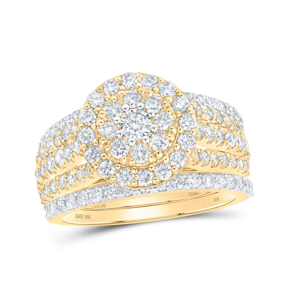 Wedding Collection | 10kt Yellow Gold Round Diamond Bridal Wedding Ring Band Set 1-7/8 Cttw | Splendid Jewellery GND