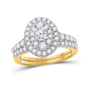 Wedding Collection | 10kt Yellow Gold Round Diamond Bridal Wedding Ring Band Set 1 Cttw | Splendid Jewellery GND