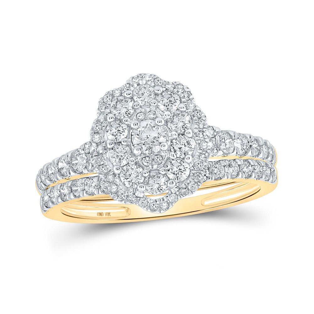 Wedding Collection | 10kt Yellow Gold Round Diamond Bridal Wedding Ring Band Set 1 Cttw | Splendid Jewellery GND