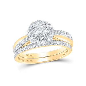 Wedding Collection | 10kt Yellow Gold Round Diamond Bridal Wedding Ring Band Set 1 Cttw | Splendid Jewellery GND