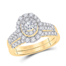 Load image into Gallery viewer, Radiant Love: 10kt Yellow Gold Diamond Bridal Wedding Ring Band Set product  Top View from Splendid Jewellery