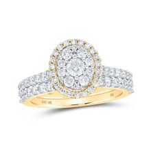 Load image into Gallery viewer, Radiant Love: 10kt Yellow Gold Round Diamond Bridal Wedding Ring Band Set 1 Cttw product  Top View from Splendid Jewellery