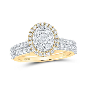 Wedding Collection | 10kt Yellow Gold Round Diamond Bridal Wedding Ring Band Set 1 Cttw | Splendid Jewellery GND