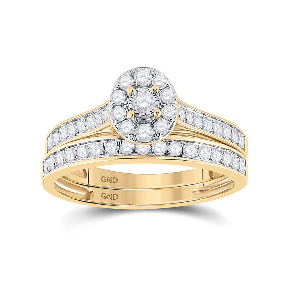 Wedding Collection | 10kt Yellow Gold Round Diamond Bridal Wedding Ring Band Set 1/2 Cttw | Splendid Jewellery GND