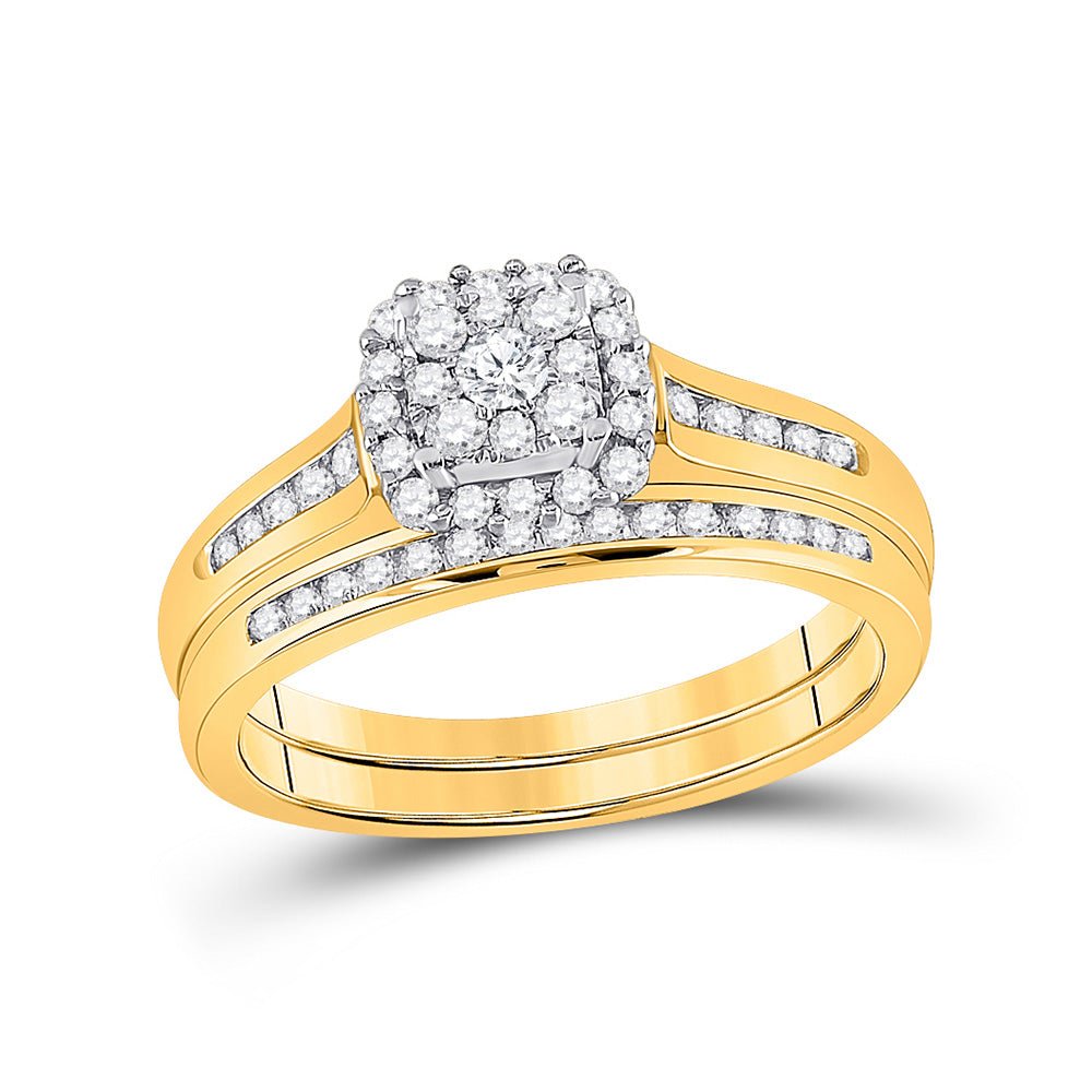 Wedding Collection | 10kt Yellow Gold Round Diamond Bridal Wedding Ring Band Set 1/2 Cttw | Splendid Jewellery GND