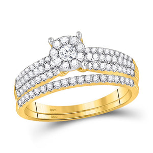 Wedding Collection | 10kt Yellow Gold Round Diamond Bridal Wedding Ring Band Set 1/2 Cttw | Splendid Jewellery GND