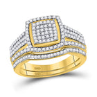 Regal Radiance: 10kt Yellow Gold Diamond Bridal Wedding Ring Band Set product  Top View from Splendid Jewellery