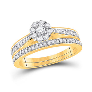 Wedding Collection | 10kt Yellow Gold Round Diamond Bridal Wedding Ring Band Set 1/2 Cttw | Splendid Jewellery GND