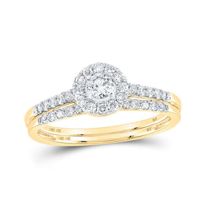 Wedding Collection | 10kt Yellow Gold Round Diamond Bridal Wedding Ring Band Set 1/2 Cttw | Splendid Jewellery GND