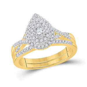 Wedding Collection | 10kt Yellow Gold Round Diamond Bridal Wedding Ring Band Set 1/2 Cttw | Splendid Jewellery GND