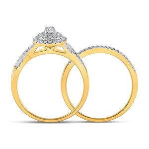 Wedding Collection | 10kt Yellow Gold Round Diamond Bridal Wedding Ring Band Set 1/2 Cttw | Splendid Jewellery GND