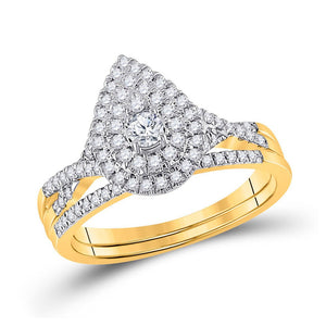 Wedding Collection | 10kt Yellow Gold Round Diamond Bridal Wedding Ring Band Set 1/2 Cttw | Splendid Jewellery GND