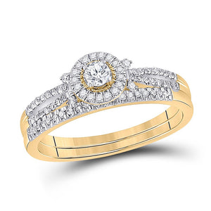 Wedding Collection | 10kt Yellow Gold Round Diamond Bridal Wedding Ring Band Set 1/3 Cttw | Splendid Jewellery GND