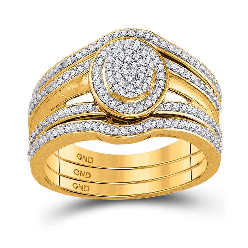 Wedding Collection | 10kt Yellow Gold Round Diamond Bridal Wedding Ring Band Set 1/3 Cttw | Splendid Jewellery GND