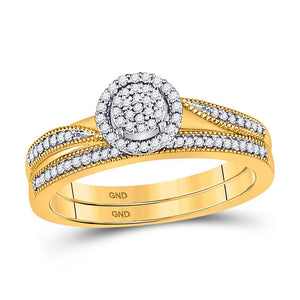 Wedding Collection | 10kt Yellow Gold Round Diamond Bridal Wedding Ring Band Set 1/5 Cttw | Splendid Jewellery GND