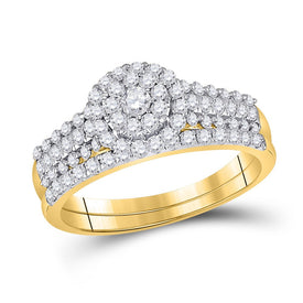 Radiant Love: 10kt Yellow Gold Round Diamond Bridal Wedding Ring Band Set 3/4 Cttw product  Top View from Splendid Jewellery