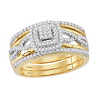 Eternal Love 10kt Yellow Gold Round Diamond Bridal Wedding Ring Band Set product  Top View from Splendid Jewellery