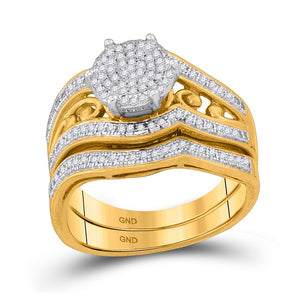 Wedding Collection | 10kt Yellow Gold Round Diamond Bridal Wedding Ring Band Set 3/8 Cttw | Splendid Jewellery GND