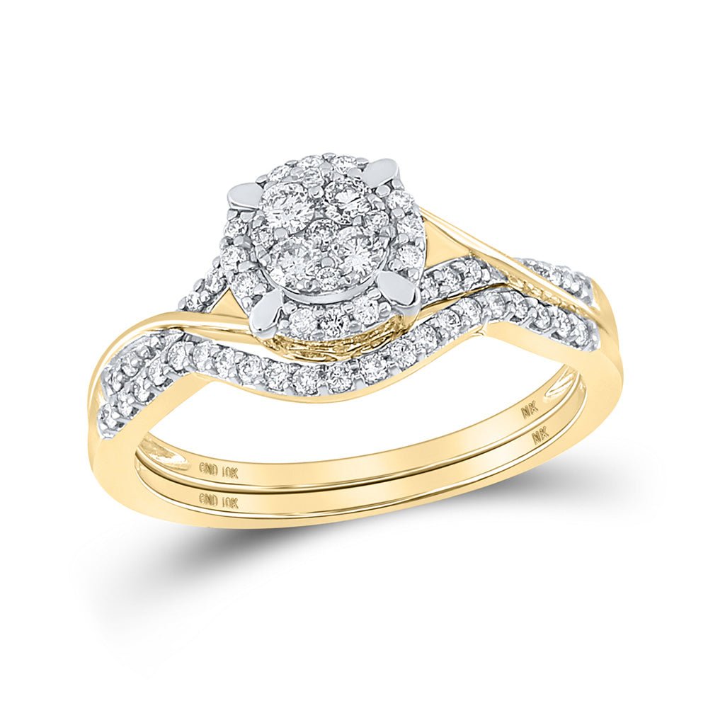 Wedding Collection | 10kt Yellow Gold Round Diamond Bridal Wedding Ring Band Set 3/8 Cttw | Splendid Jewellery GND