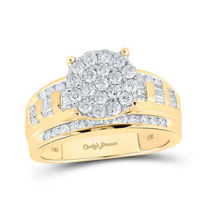 Wedding Collection | 10kt Yellow Gold Round Diamond Cluster Bridal Wedding Engagement Ring 1 Cttw | Splendid Jewellery GND