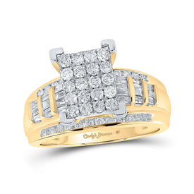 Radiant Love: 10kt Yellow Gold Diamond Cluster Bridal Wedding Engagement Ring product  Top View from Splendid Jewellery