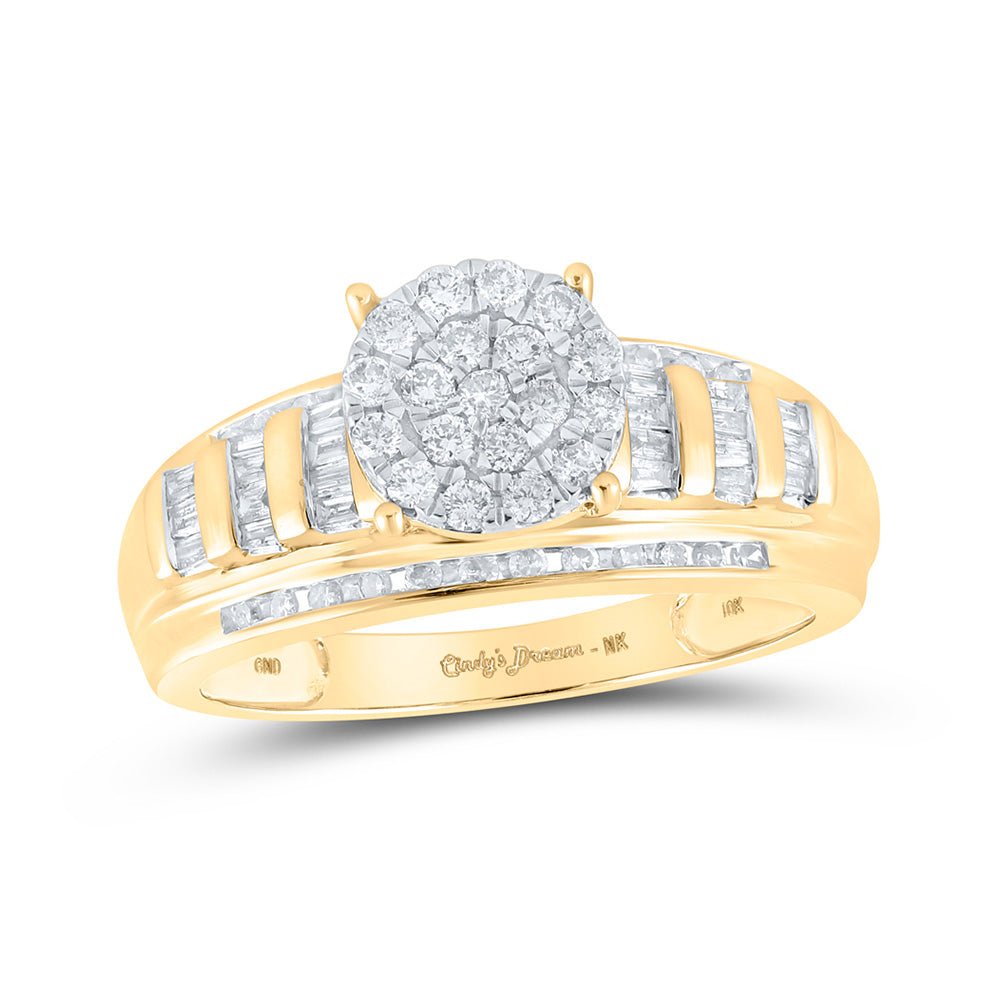 Wedding Collection | 10kt Yellow Gold Round Diamond Cluster Bridal Wedding Engagement Ring 1/2 Cttw | Splendid Jewellery GND