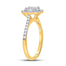 Load image into Gallery viewer, The Radiant Love 10kt Yellow Gold Round Diamond Cluster Bridal Wedding Engagement Ring 1/2 Cttw product Top View from Splendid Jewellery