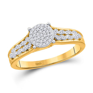 Wedding Collection | 10kt Yellow Gold Round Diamond Cluster Bridal Wedding Engagement Ring 1/5 Cttw | Splendid Jewellery GND