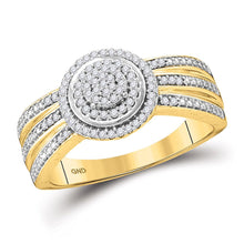 Load image into Gallery viewer, Captivating Cluster of Love 10kt Yellow Gold Diamond Ring product  Top View from Splendid Jewellery