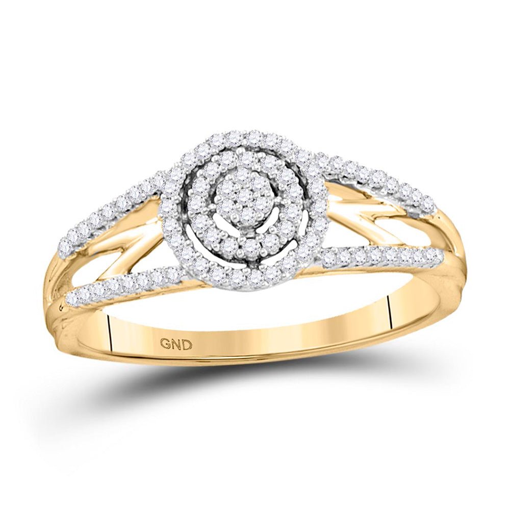 Wedding Collection | 10kt Yellow Gold Round Diamond Cluster Bridal Wedding Engagement Ring 1/5 Cttw | Splendid Jewellery GND