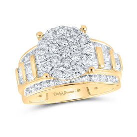 Radiant Elegance: 10kt Yellow Gold Diamond Cluster Bridal Wedding Ring product  Top View from Splendid Jewellery