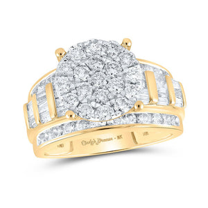 Wedding Collection | 10kt Yellow Gold Round Diamond Cluster Bridal Wedding Engagement Ring 2 Cttw | Splendid Jewellery GND