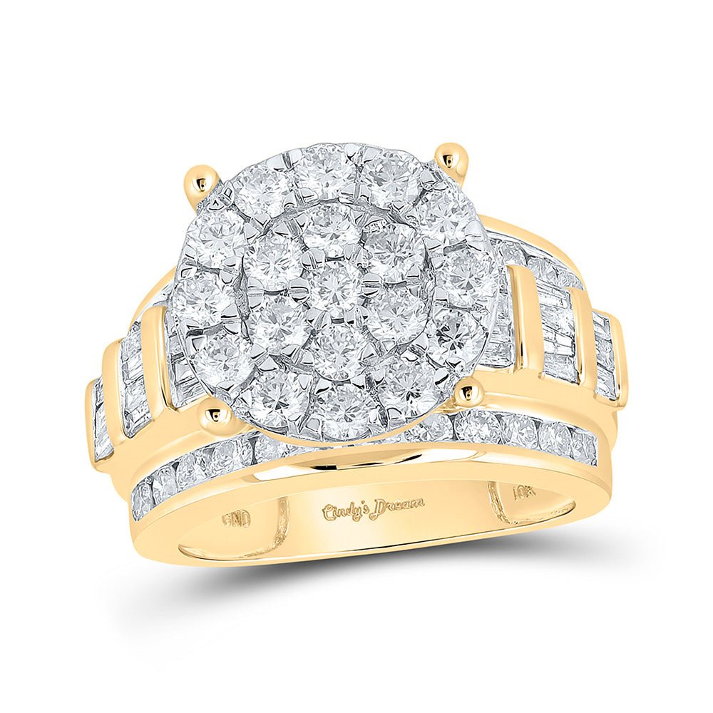 Wedding Collection | 10kt Yellow Gold Round Diamond Cluster Bridal Wedding Engagement Ring 3 Cttw | Splendid Jewellery GND