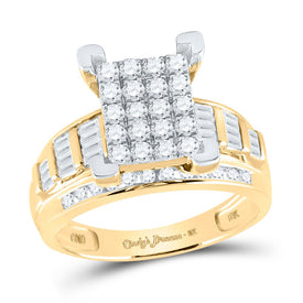 Radiant Love: 10kt Yellow Gold Diamond Cluster Bridal Wedding Ring product  Top View from Splendid Jewellery
