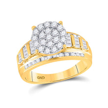 Load image into Gallery viewer, Splendid Jewellery 10kt Yellow Gold Dazzling Diamond Cluster Bridal Wedding Ring product  Top View from Splendid Jewellery