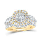 Radiant Love: 10kt Yellow Gold Diamond Cluster Bridal Wedding Ring Band Set 1-1/2 Cttw product  Top View from Splendid Jewellery