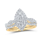 Radiant Love 10kt Yellow Gold Diamond Cluster Wedding Ring Set product  Top View from Splendid Jewellery
