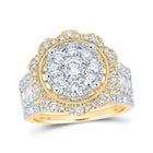 Radiant Love: 10kt Yellow Gold Diamond Cluster Bridal Wedding Ring Band Set product  Top View from Splendid Jewellery