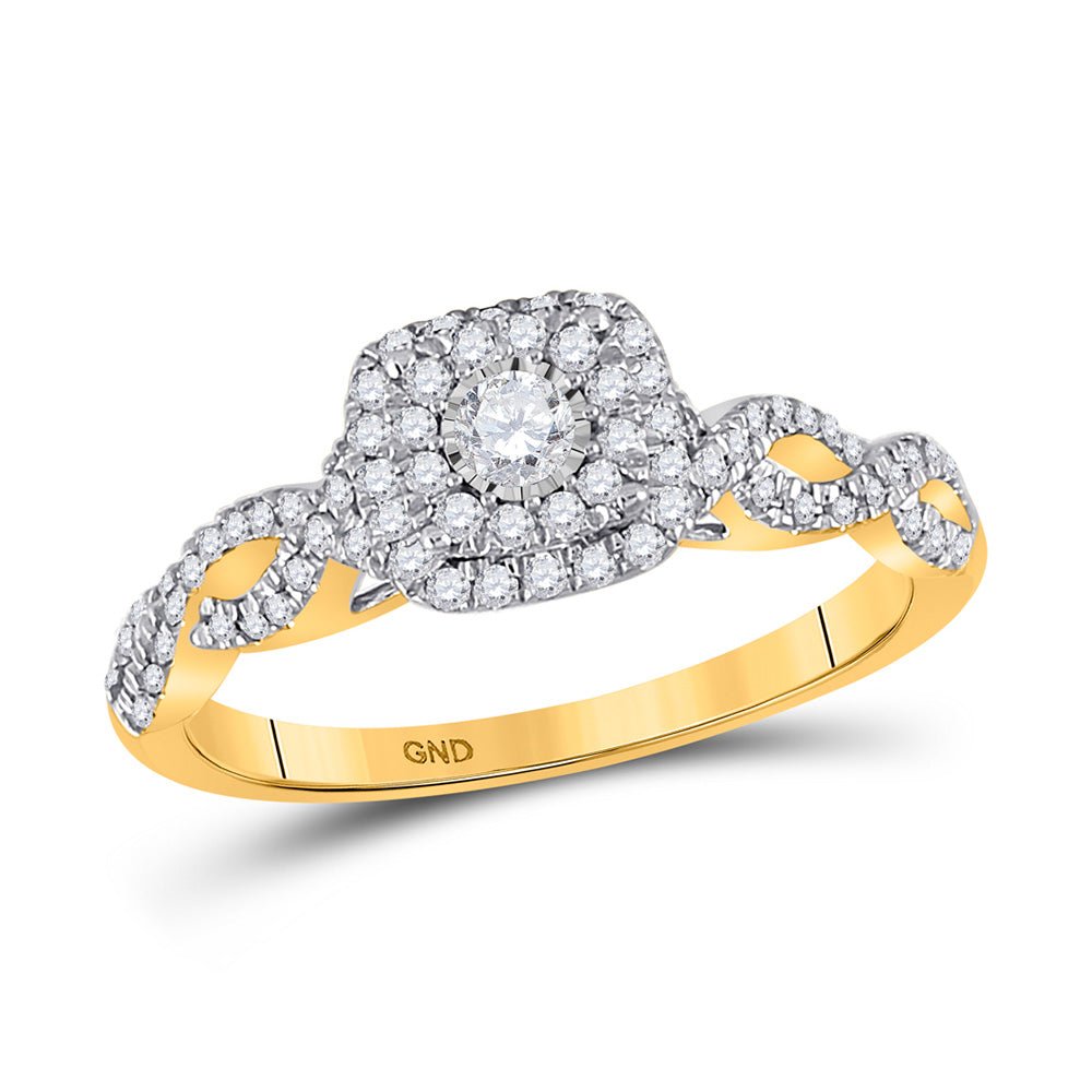 Wedding Collection | 10kt Yellow Gold Round Diamond Halo Bridal Wedding Engagement Ring 1/3 Cttw | Splendid Jewellery GND