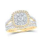 10kt Golden Halo Diamond Bridal Wedding Ring Set - Splendid Elegance product  Top View from Splendid Jewellery