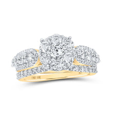 Load image into Gallery viewer, Captivating Love Story | 10kt Yellow Gold Round Diamond Halo Bridal Wedding Ring Band Set 1-3/4 Cttw | Splendid Jewellery product  Top View from Splendid Jewellery