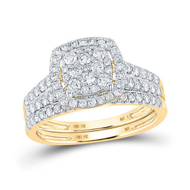 Captivating Brilliance | 10kt Yellow Gold Round Diamond Halo Bridal Wedding Ring Band Set 1 Cttw | Splendid Jewellery product  Top View from Splendid Jewellery