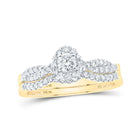 Enchanting Love Story | 10kt Yellow Gold Diamond Halo Bridal Wedding Ring Band Set 1/2 Cttw | Splendid Jewellery product  Top View from Splendid Jewellery