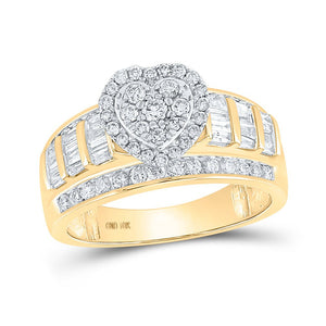 Wedding Collection | 10kt Yellow Gold Round Diamond Heart Bridal Wedding Engagement Ring 1 Cttw | Splendid Jewellery GND