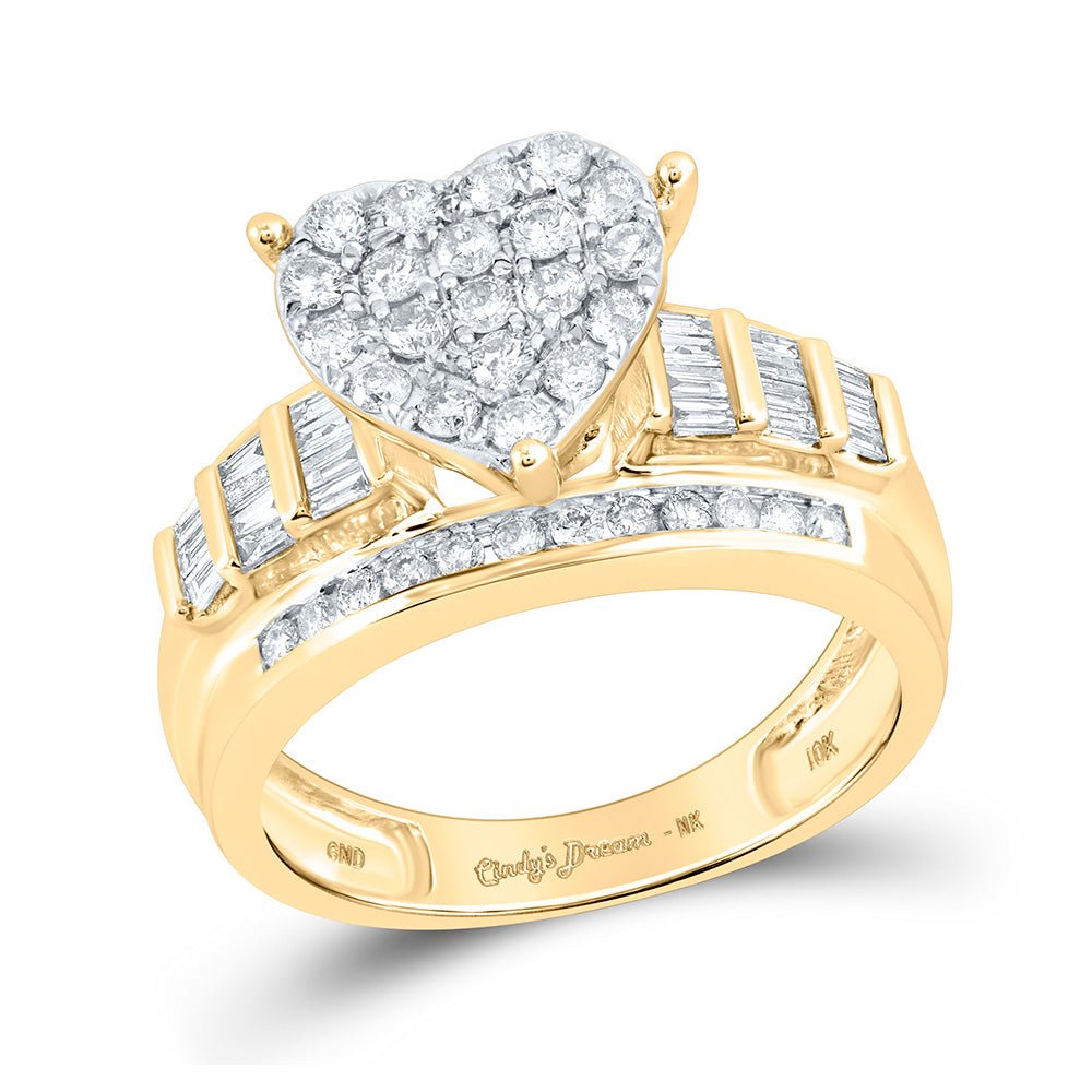 Wedding Collection | 10kt Yellow Gold Round Diamond Heart Bridal Wedding Engagement Ring 1 Cttw | Splendid Jewellery GND