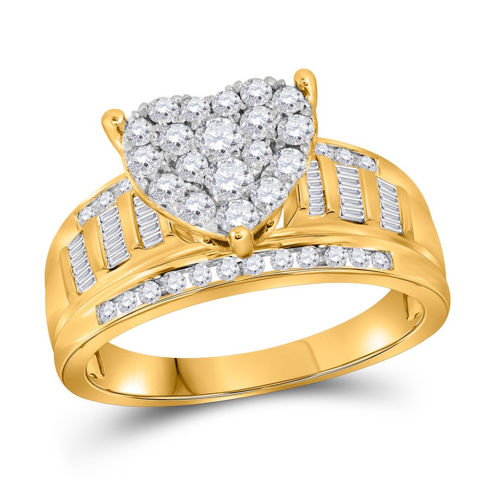 Wedding Collection | 10kt Yellow Gold Round Diamond Heart Bridal Wedding Engagement Ring 1 Cttw | Splendid Jewellery GND
