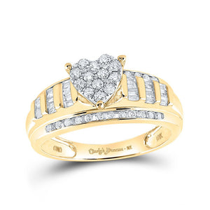 Wedding Collection | 10kt Yellow Gold Round Diamond Heart Bridal Wedding Engagement Ring 1/2 Cttw | Splendid Jewellery GND