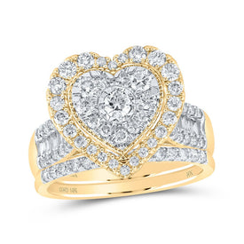 Captivating Love Story | 10kt Yellow Gold Round Diamond Heart Bridal Wedding Ring Band Set 1-1/4 Cttw | Splendid Jewellery product  Top View from Splendid Jewellery