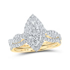Radiant Love: 10kt Yellow Gold Marquise Diamond Wedding Ring Set product  Top View from Splendid Jewellery